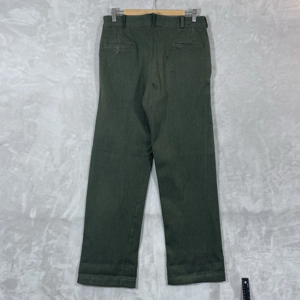True Vtg 50s Whipcord Pants Mens 32x32 Worsted Wool Allen Mfg Repaired Flowy